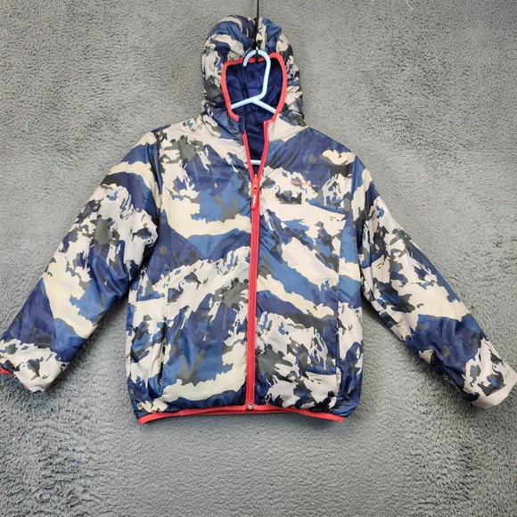 Eddie Bauer Jacket Kids Medium 10/12 Reversible Hooded Down Winter Coat - Picture 1 of 9